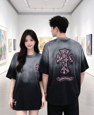 Chrome Hearts Gradient Black Grey Cross T-Shirt view 9