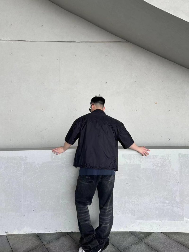 Prada Black Short-Sleeve Nylon Shirt Jacket view