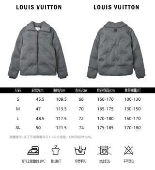 Louis Vuitton Monogram Embroidered Knit Down Jacket Grey view 14