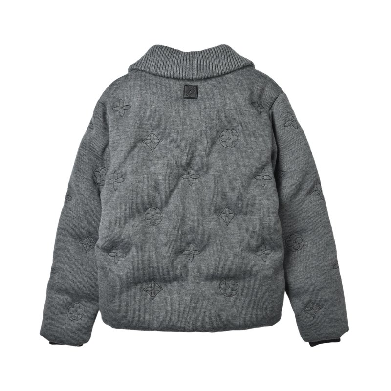 Louis Vuitton Monogram Embroidered Knit Down Jacket Grey view