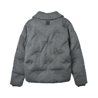 Louis Vuitton Monogram Embroidered Knit Down Jacket Grey view 4