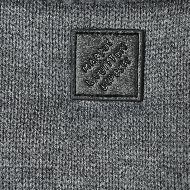 Louis Vuitton Monogram Embroidered Knit Down Jacket Grey view