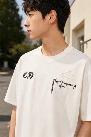 White Oversized Graphic Print T-Shirt with Back Logo Detail view 6