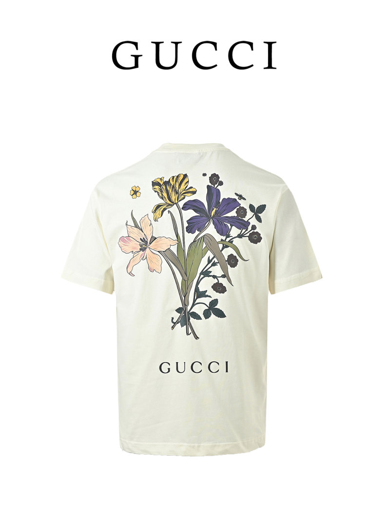 Cream Floral Botanical Print Short Sleeve T-Shirt view