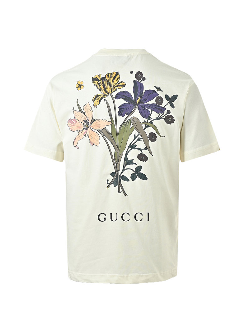 Cream Floral Botanical Print Short Sleeve T-Shirt view
