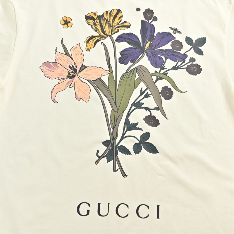 Cream Floral Botanical Print Short Sleeve T-Shirt view