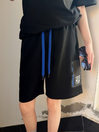 Loewe Black Shorts with Blue Drawstring view 1