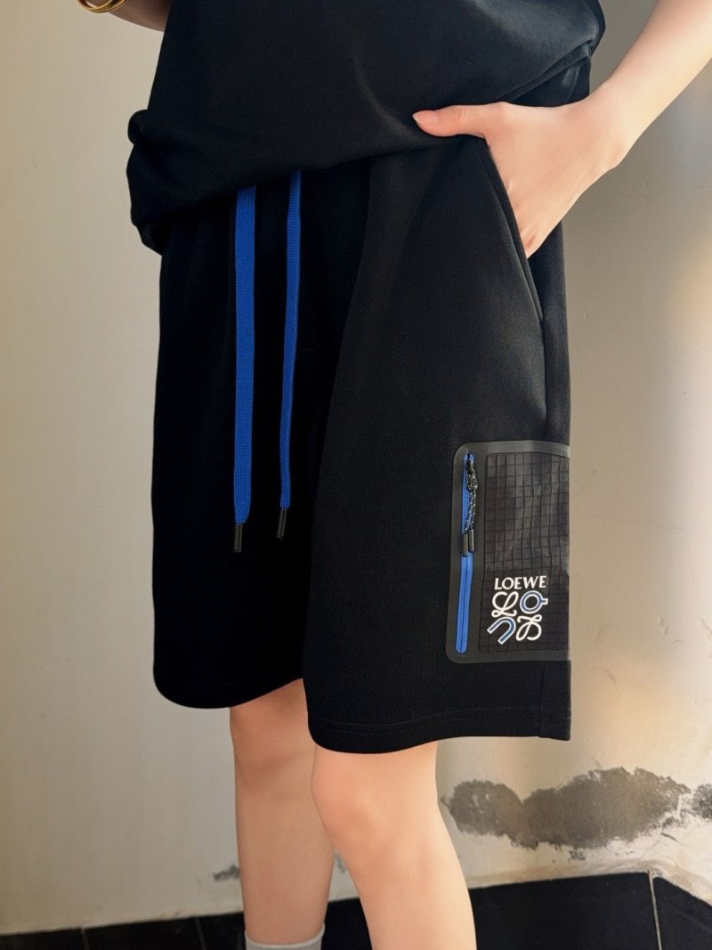 Loewe Black Shorts with Blue Drawstring view