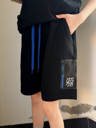 Loewe Black Shorts with Blue Drawstring view 3