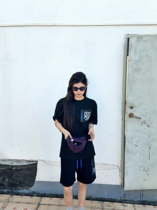 Loewe Black Shorts with Blue Drawstring view 4
