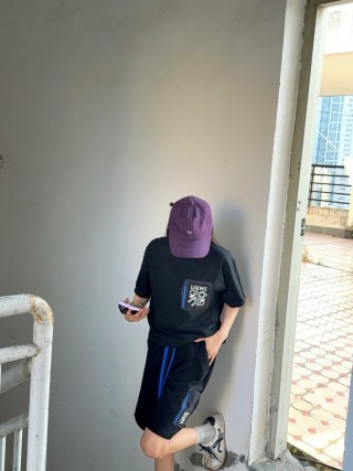 Loewe Black Shorts with Blue Drawstring view 6