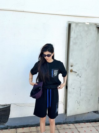 Loewe Black Shorts with Blue Drawstring view 9