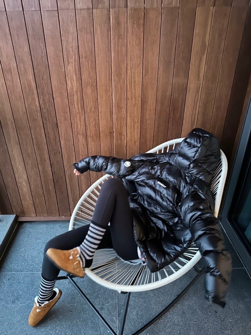 Black Quilted Puffer Down Jacket