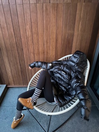 Black Quilted Puffer Down Jacket view 1