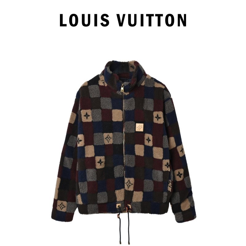 Colorblock Patchwork Fleece Jacket - Navy/Burgundy/Tan view