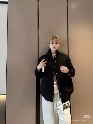 Black Oversized Button-Up Jacket view 4