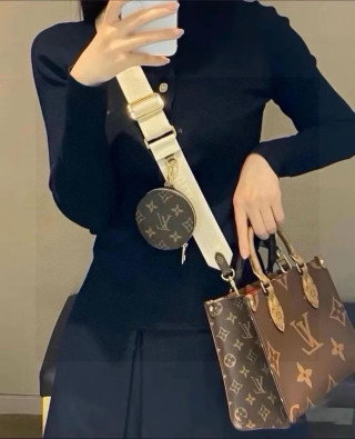 Louis Vuitton Monogram Canvas Tote with Charm Strap Tan view 2
