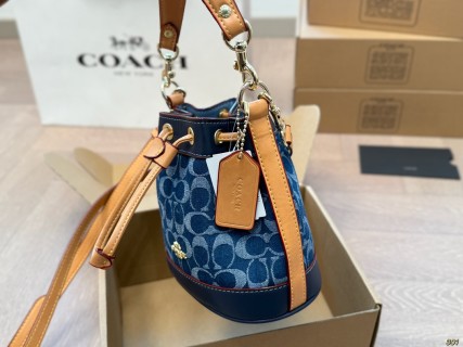 Coach Denim Mini Bucket Bag Navy Blue view 2