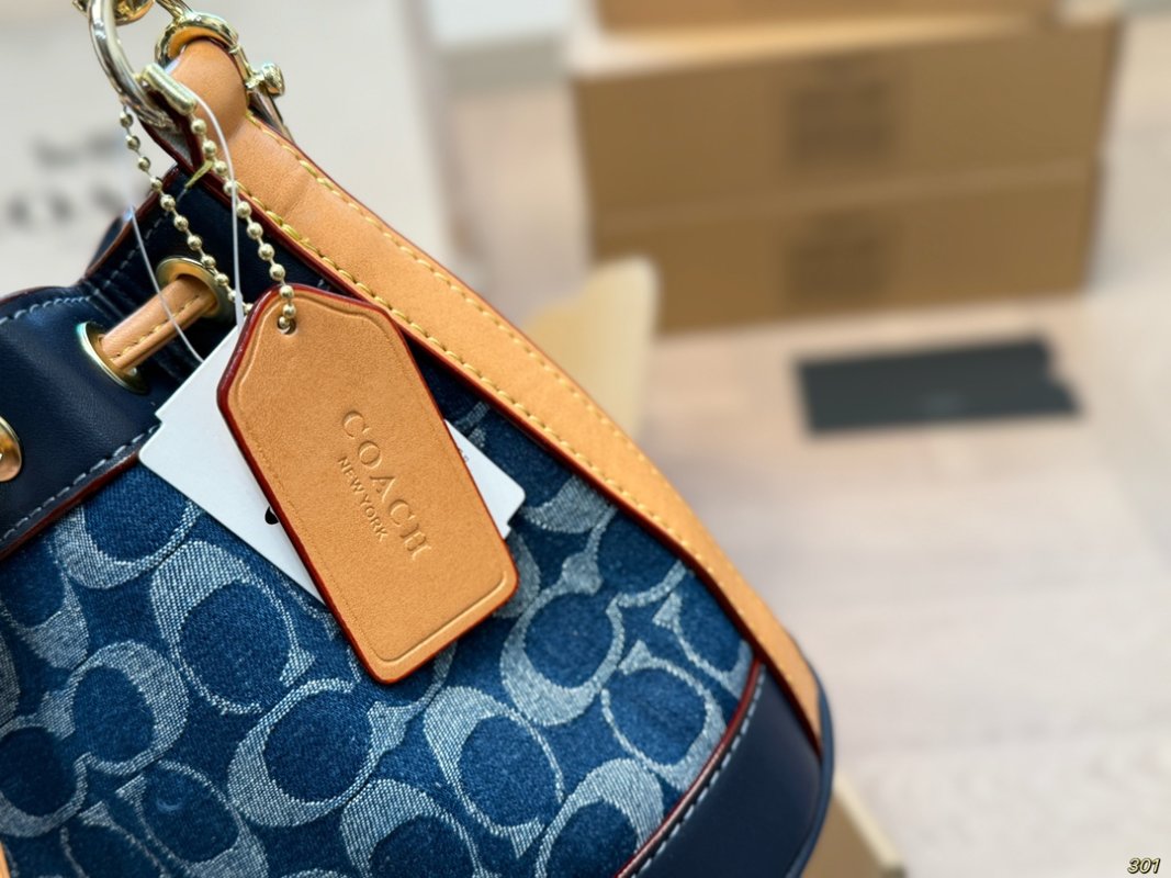 Coach Denim Mini Bucket Bag Navy Blue view