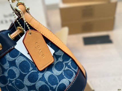 Coach Denim Mini Bucket Bag Navy Blue view 3