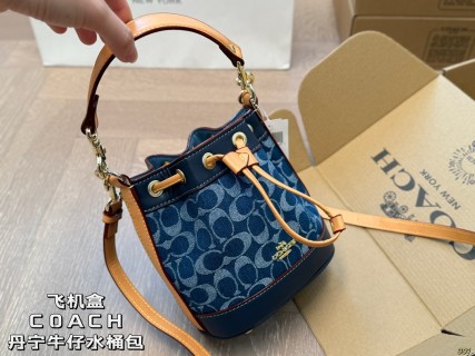 Coach Denim Mini Bucket Bag Navy Blue view 5