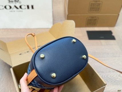 Coach Denim Mini Bucket Bag Navy Blue view 6