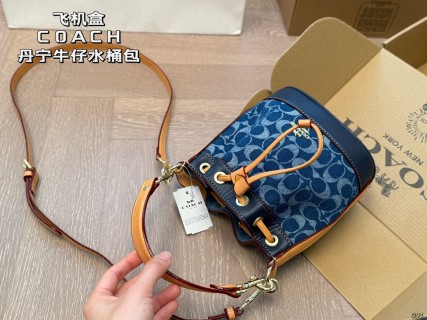 Coach Denim Mini Bucket Bag Navy Blue view 7