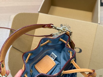 Coach Denim Mini Bucket Bag Navy Blue view 9