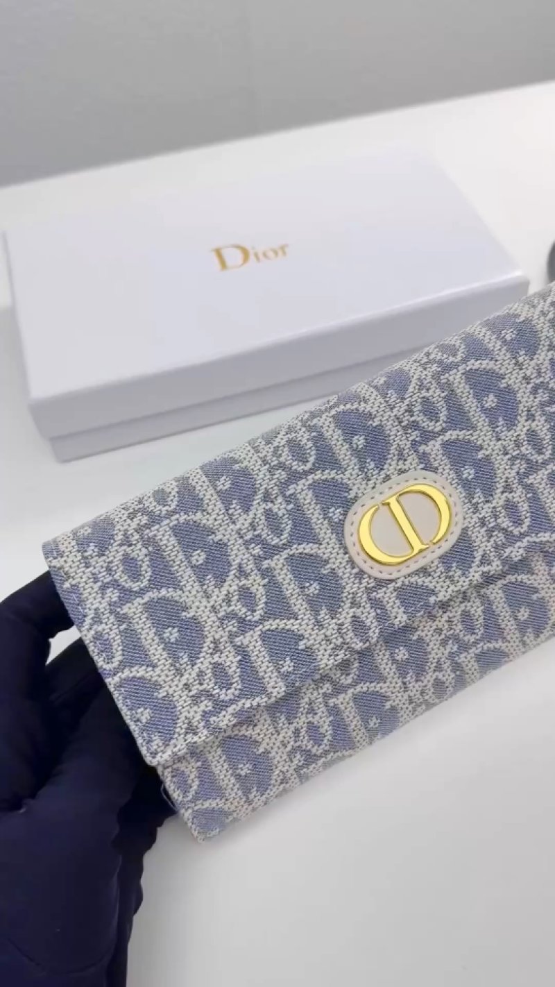 Dior CD Logo Jacquard Wallet Grey