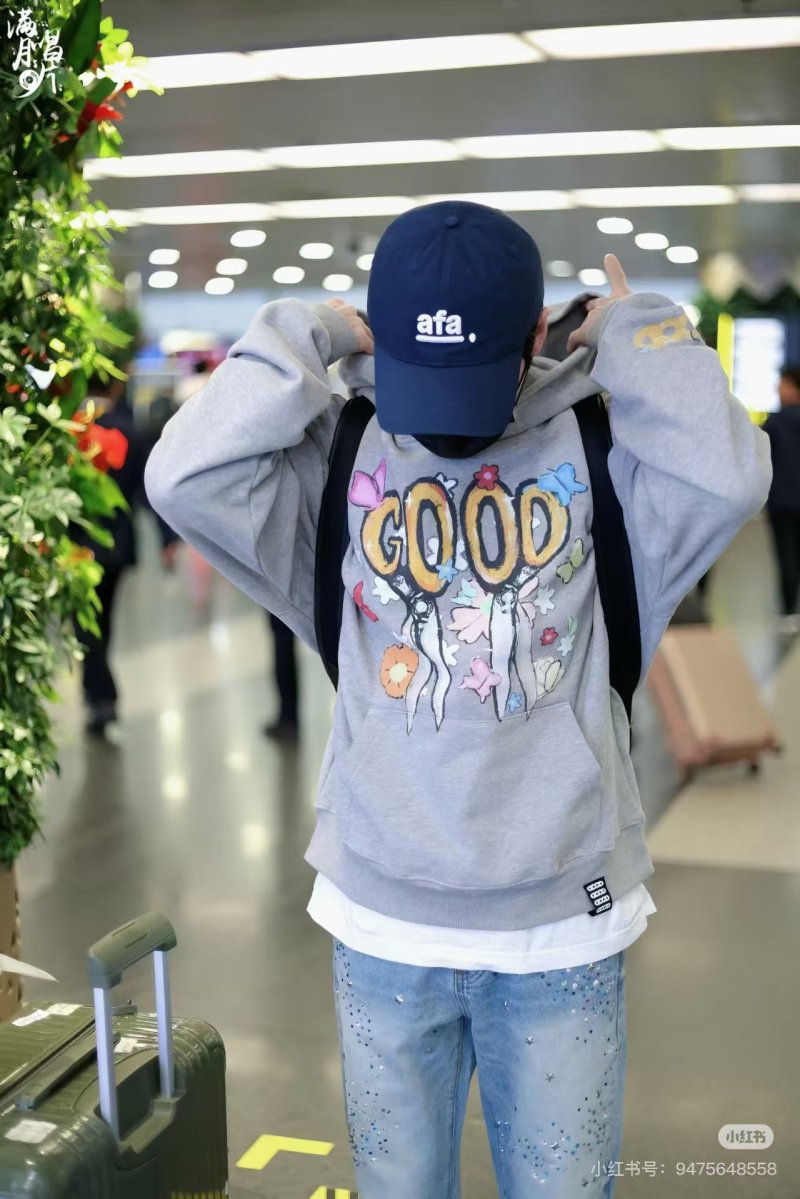 Oversized Graphic Hoodie Grey with Colorful Print view