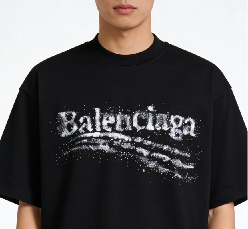Balenciaga Distressed Graffiti Black T-Shirt