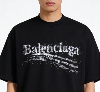 Balenciaga Distressed Graffiti Black T-Shirt view 1