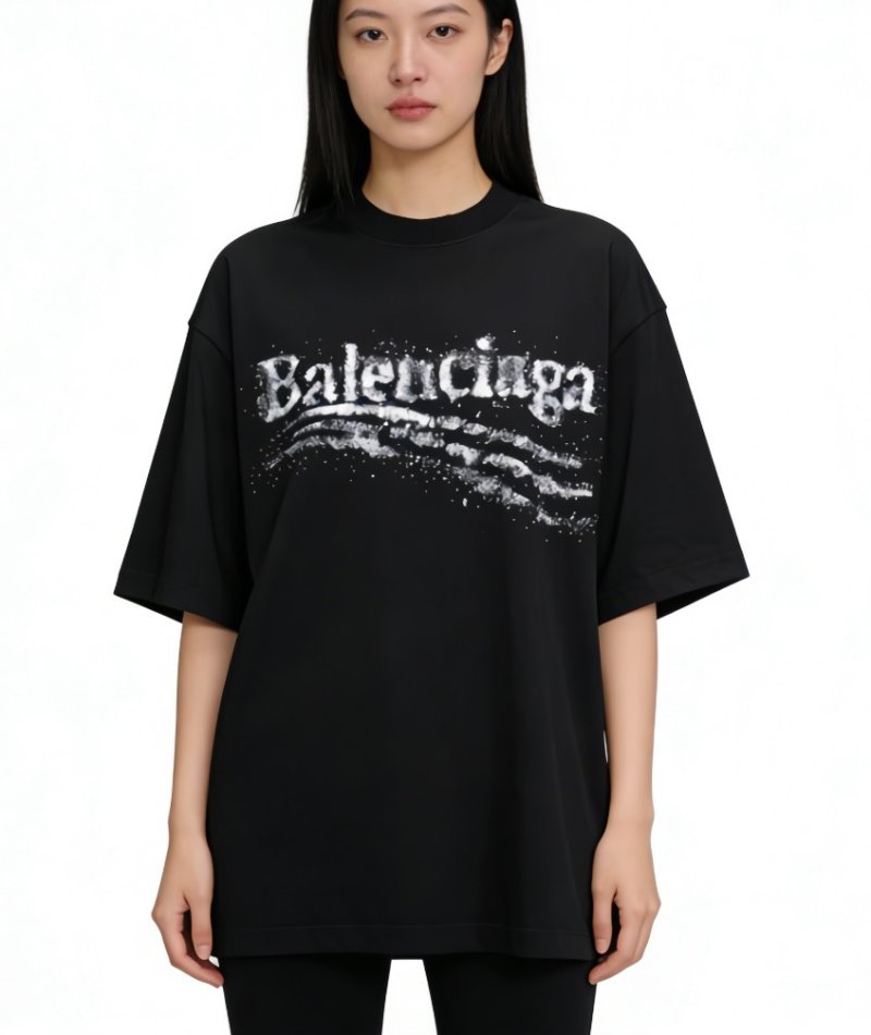 Balenciaga Distressed Graffiti Black T-Shirt view