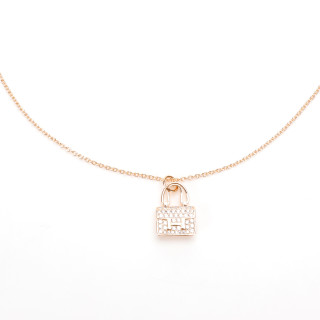 Hermès Crystal Padlock Pendant Necklace - Rose Gold view 2