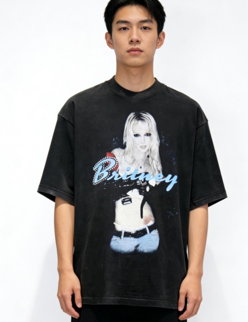 Britney Graphic Print Black T-Shirt