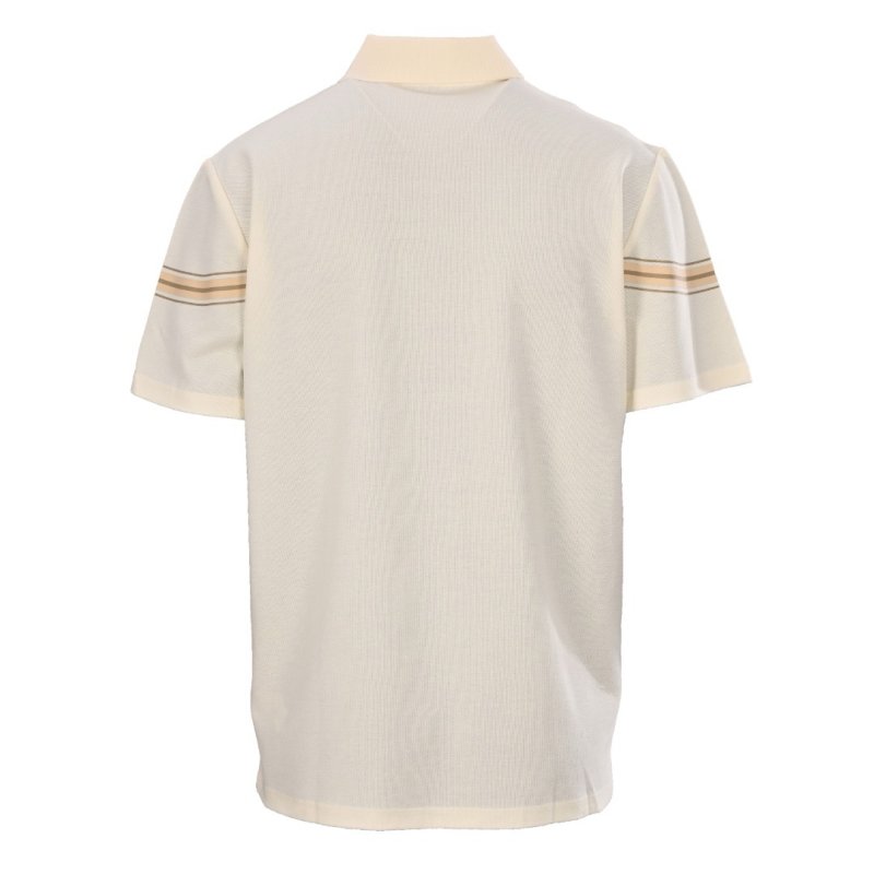 Classic Cream Polo Shirt with Contrast Chest Stripe view