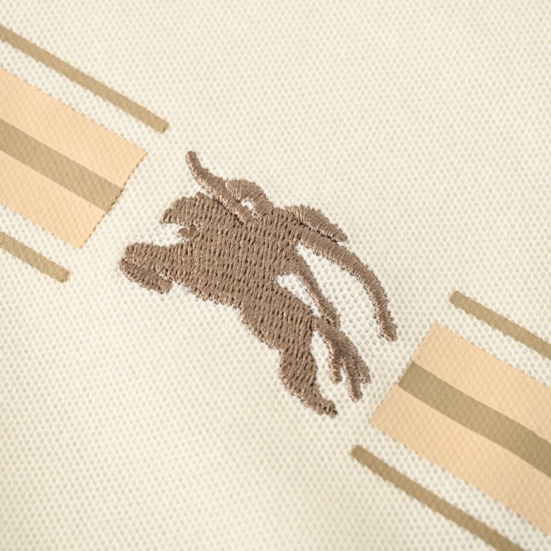 Classic Cream Polo Shirt with Contrast Chest Stripe view