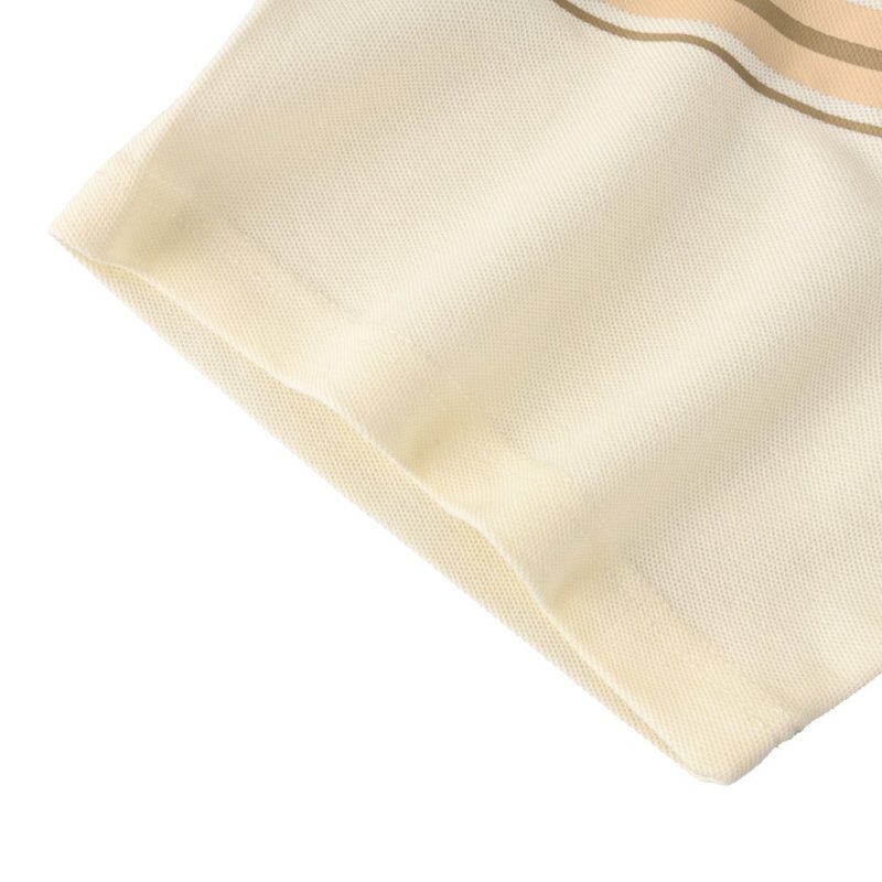Classic Cream Polo Shirt with Contrast Chest Stripe view
