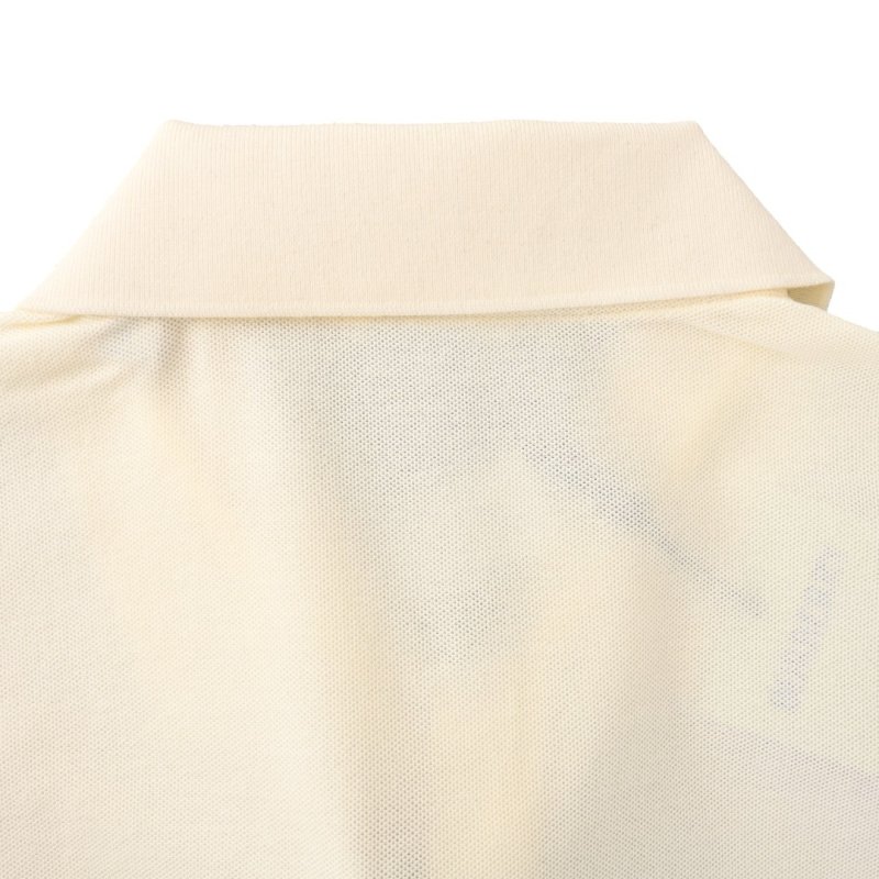 Classic Cream Polo Shirt with Contrast Chest Stripe view