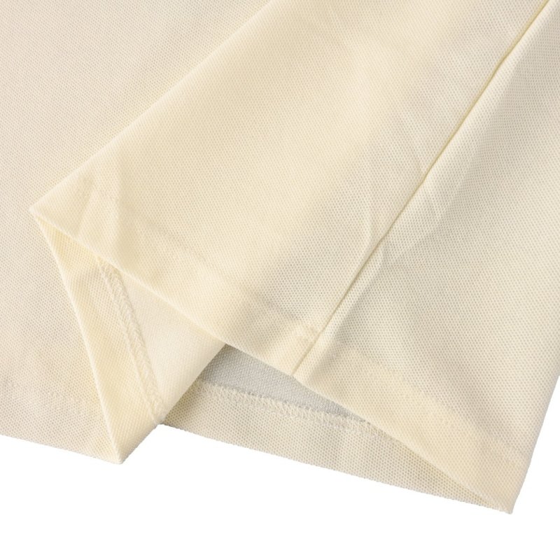 Classic Cream Polo Shirt with Contrast Chest Stripe view