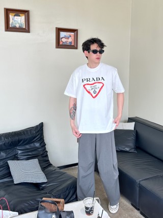 Prada Milano Triangle Logo White T-Shirt view 1