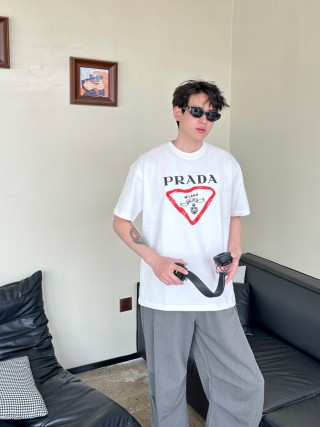 Prada Milano Triangle Logo White T-Shirt view 3