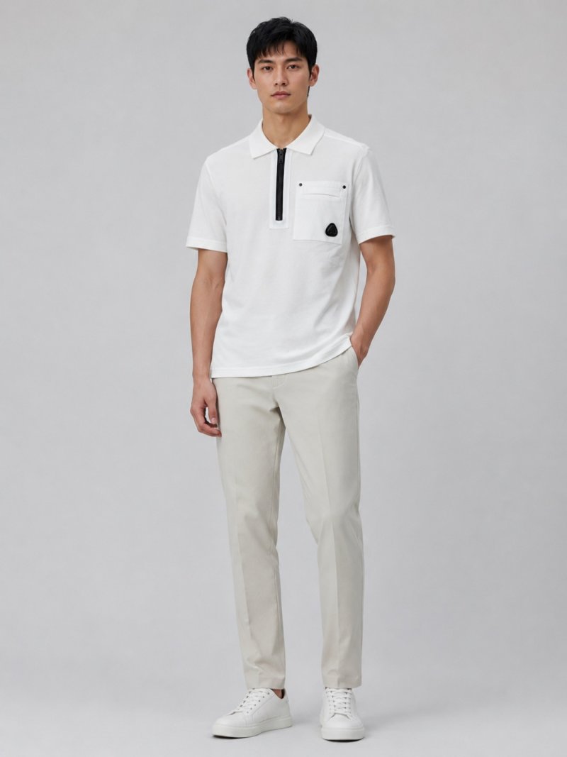 Stone Island White Short-Sleeve Polo Shirt view