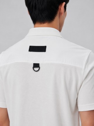 Stone Island White Short-Sleeve Polo Shirt view 3