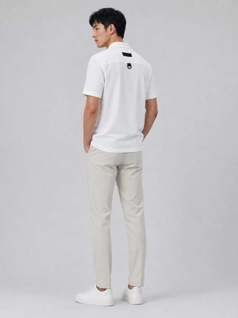 Stone Island White Short-Sleeve Polo Shirt view
