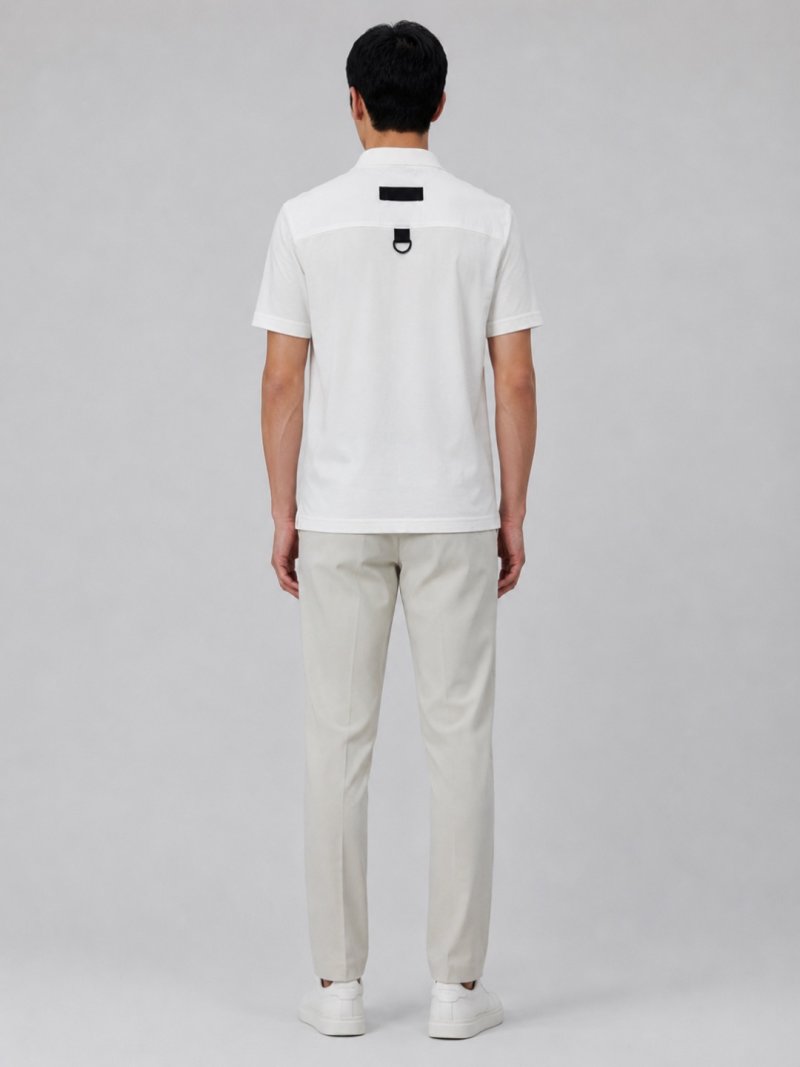 Stone Island White Short-Sleeve Polo Shirt view