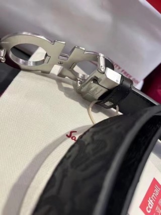 Ferragamo Gancini Black Leather Belt with Silver Buckle view 5