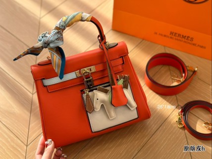 Hermès Kelly Bag 25cm Orange Red Leather view 1