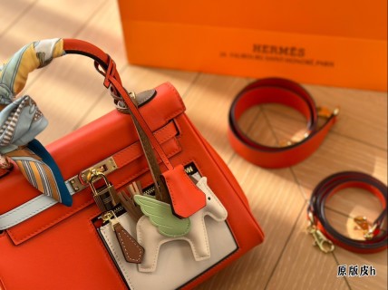 Hermès Kelly Bag 25cm Orange Red Leather view 2