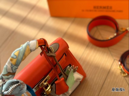 Hermès Kelly Bag 25cm Orange Red Leather view 4